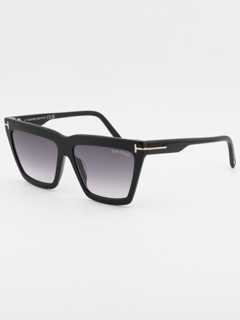 Tom Ford FT1110 01B Eden Sunglasses Shiny Black Geometric Frame, Smoke Lenses